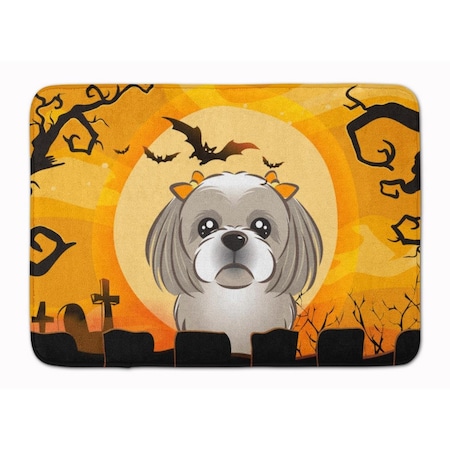 Carolines Treasures Halloween Grey and Silver Shih Tzu Machine Washable Memory Foam Mat BB1808RUG